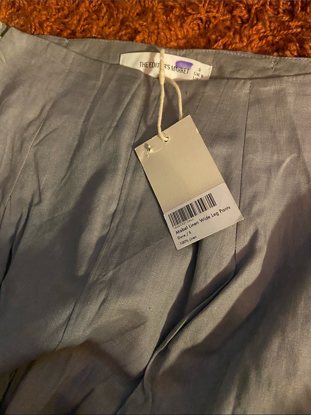 Light Gray Mabel Linen Wide-Leg Pants